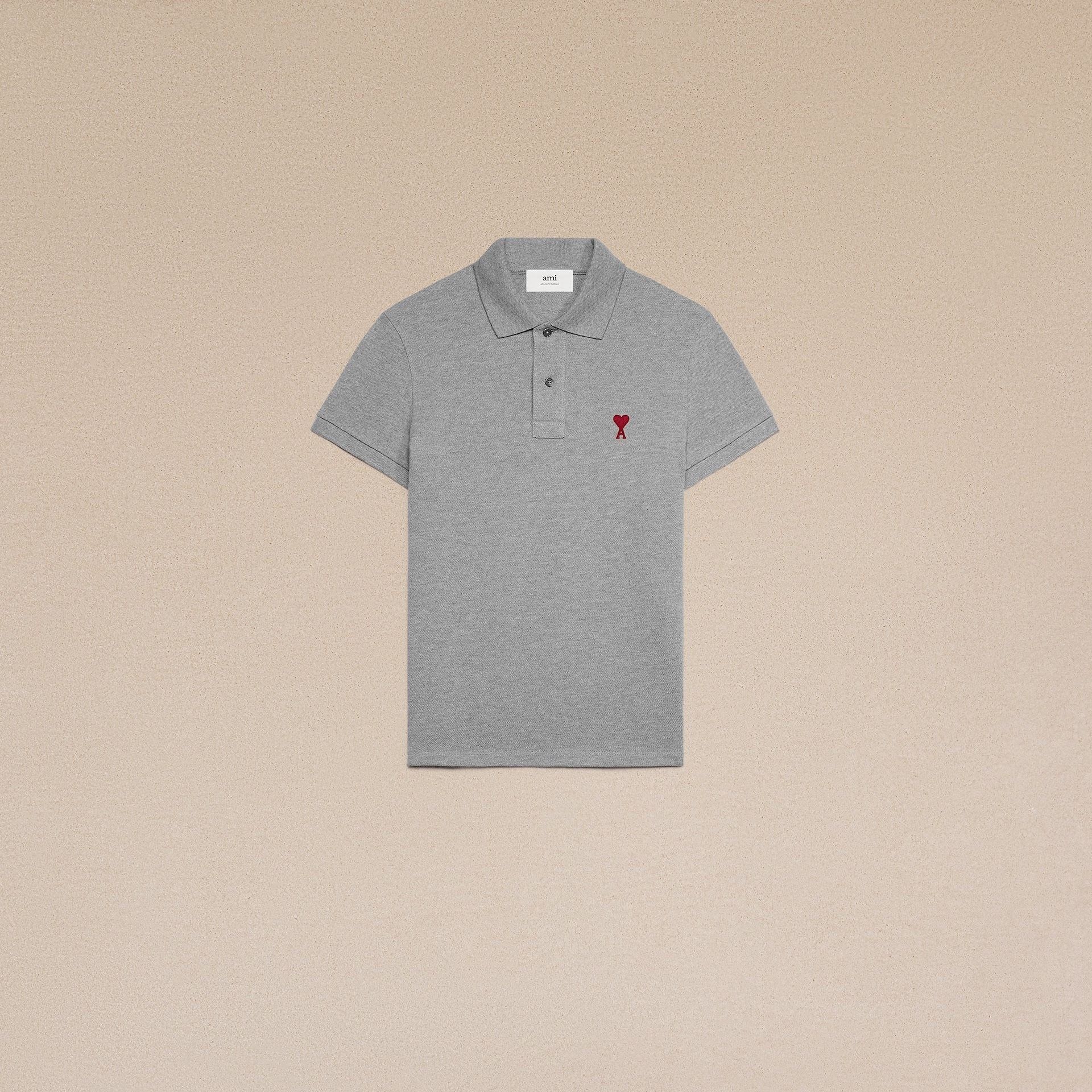  AMI POLO - Áo Polo Ami De Coeur Logo Cotton (Grey) [Mirror Quality] 