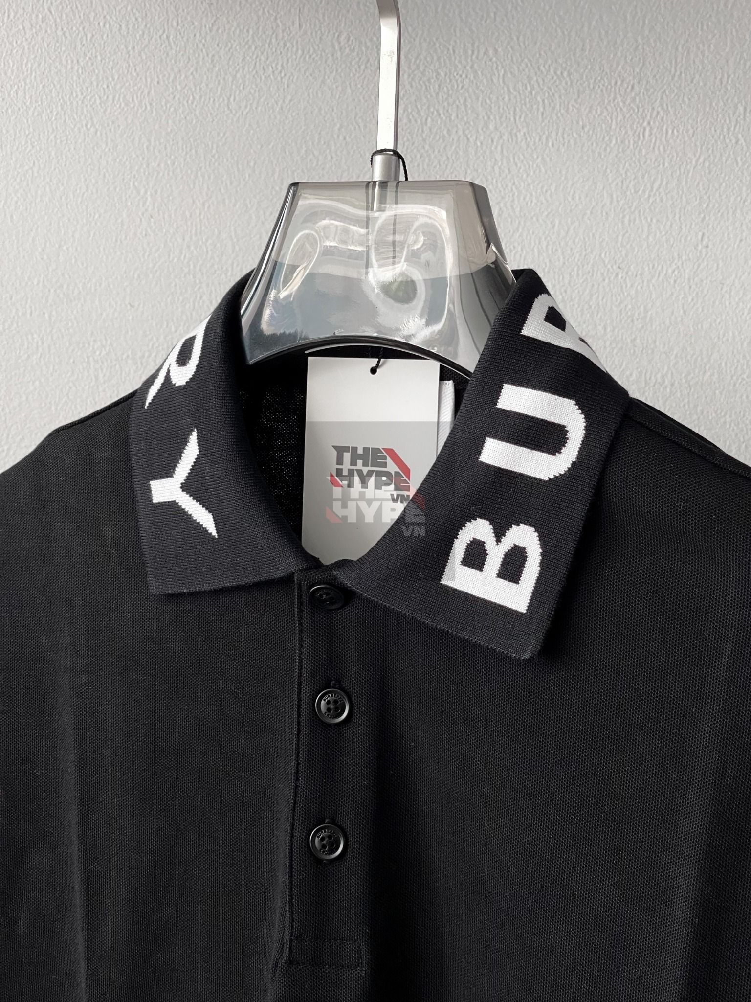  Áo Polo Burberry BBR Ryland Collar Logo (Black) [Mirror Quality] 
