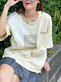  Áo Thun 13de Marzo Bear Knit Suture (Biege) Best Quality 