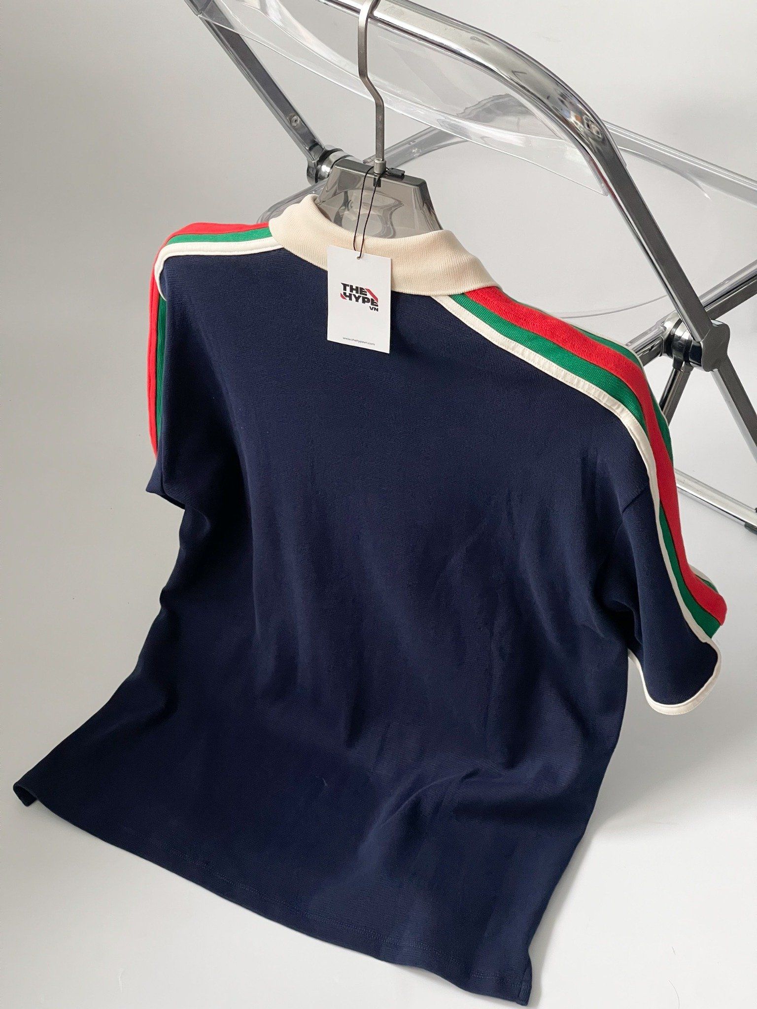  Áo Polo Gucci Cotton Jersey Shirt With Web (DARK BLUE) [Mirror Quality] 