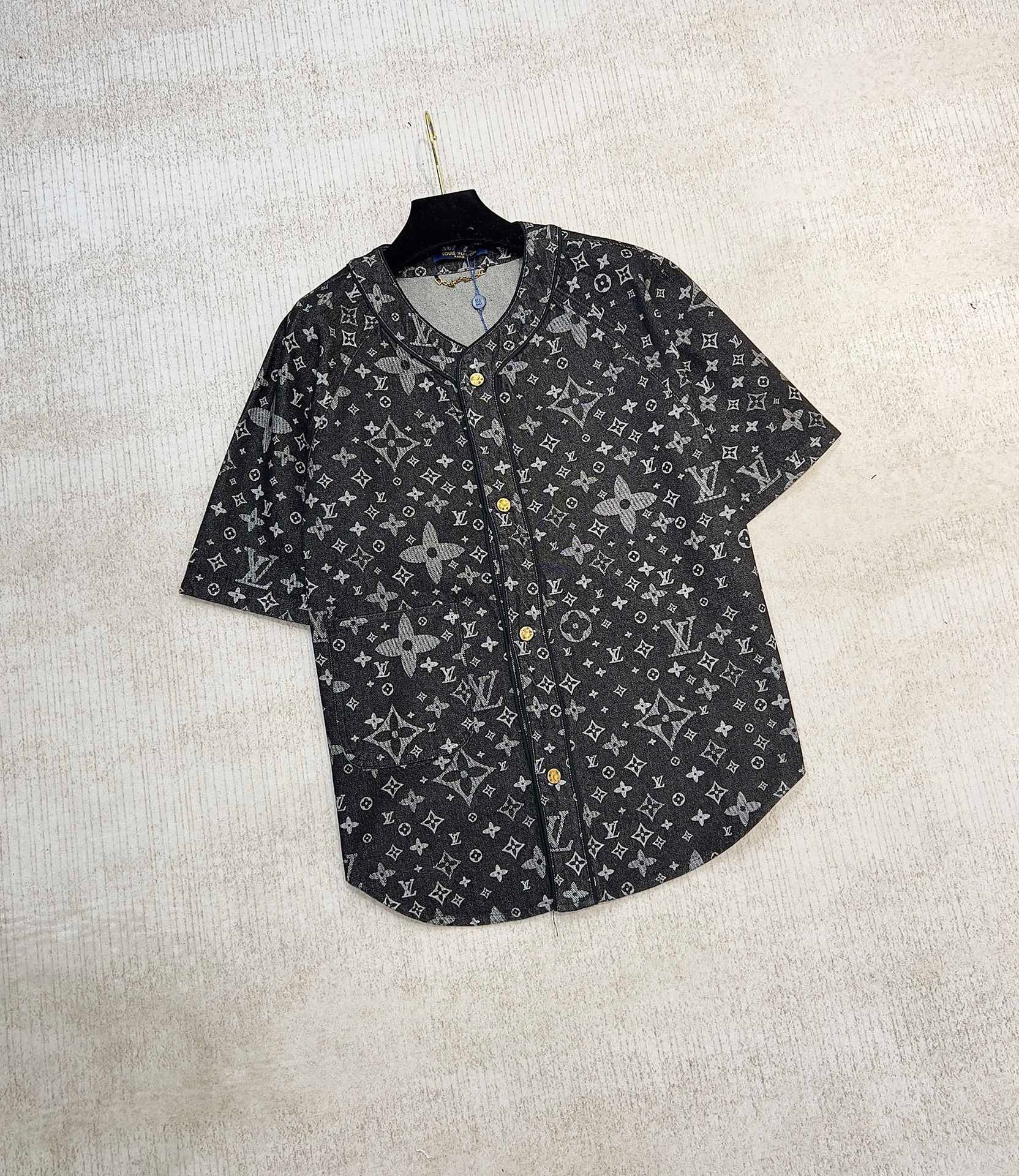  Áo Sơ Mi Jacket Louis Vuitton LV Baseball Monogram Denim (Black) [Mirror Quality] 