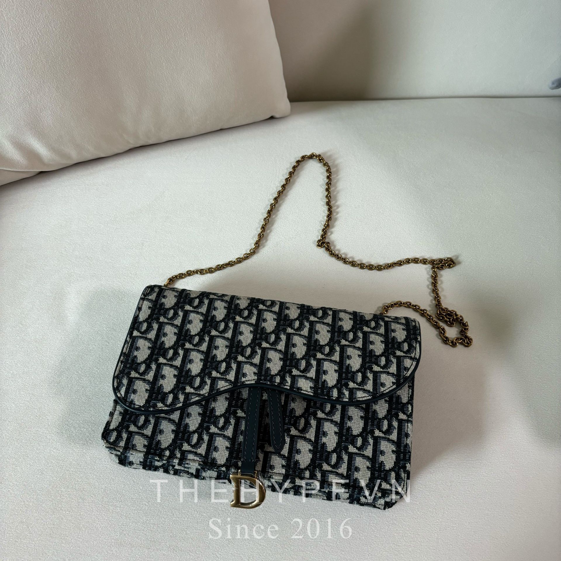  Túi Dior Saddle Pouch with Chain (Blue) [Mirror Quality] 