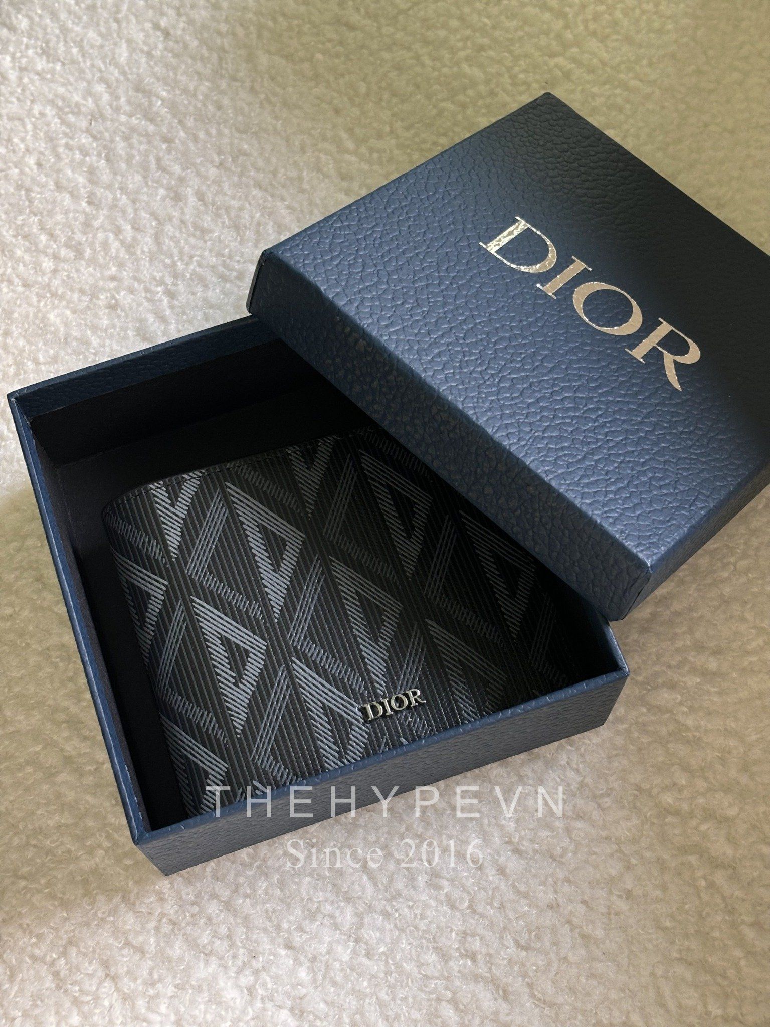  Ví Gập Dior Black CD Diamond Canvas (Black) [Mirror Quality] 