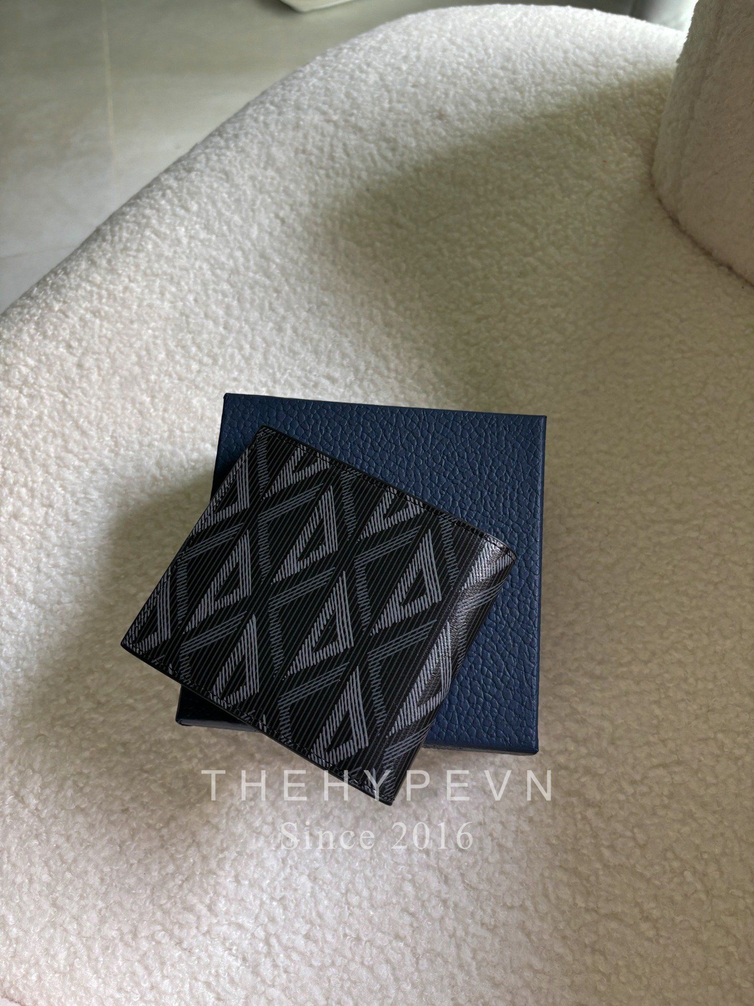  Ví Gập Dior Black CD Diamond Canvas (Black) [Mirror Quality] 