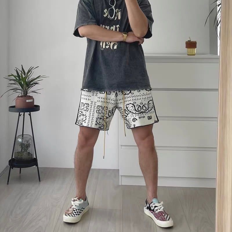  RHUDE SHORTS - Quần Ngắn Rhude Banco Knit (Cream) [Mirror Quality] 