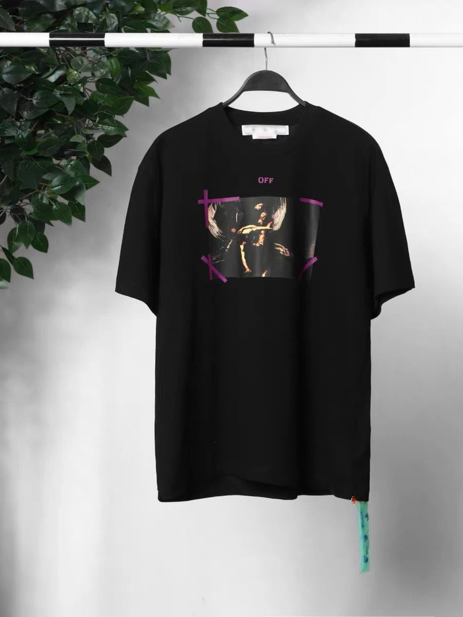  Áo Thun Off-White Arrow Caravaggio Mercy Purple Line (Black) [Mirror Quality] 