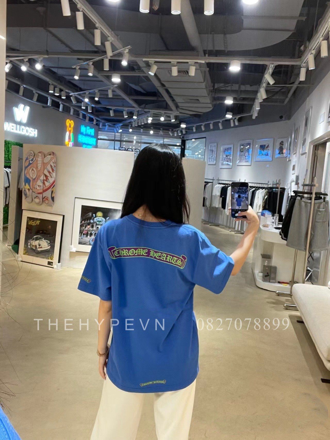  Áo Thun Chrome Hearts CH Blue Scroll (Blue) [Mirror Quality] 