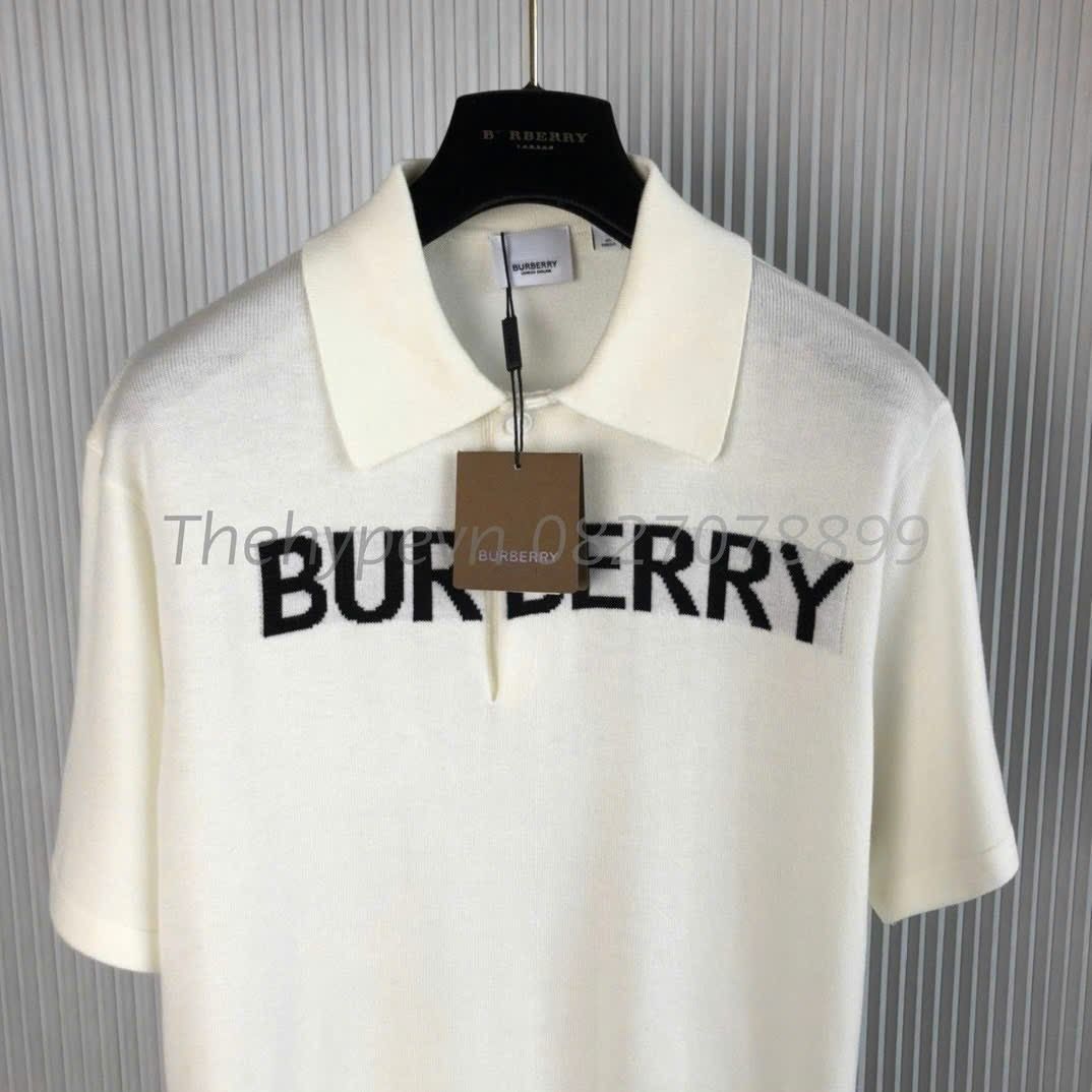  Áo Polo Burberry BBR Wool Logo Printed (White) [Mirror Quality] 