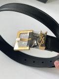  Belt YSL Cassandre Thin In Vegetable - Tanned Leather (Black) [Mirror Quality] 