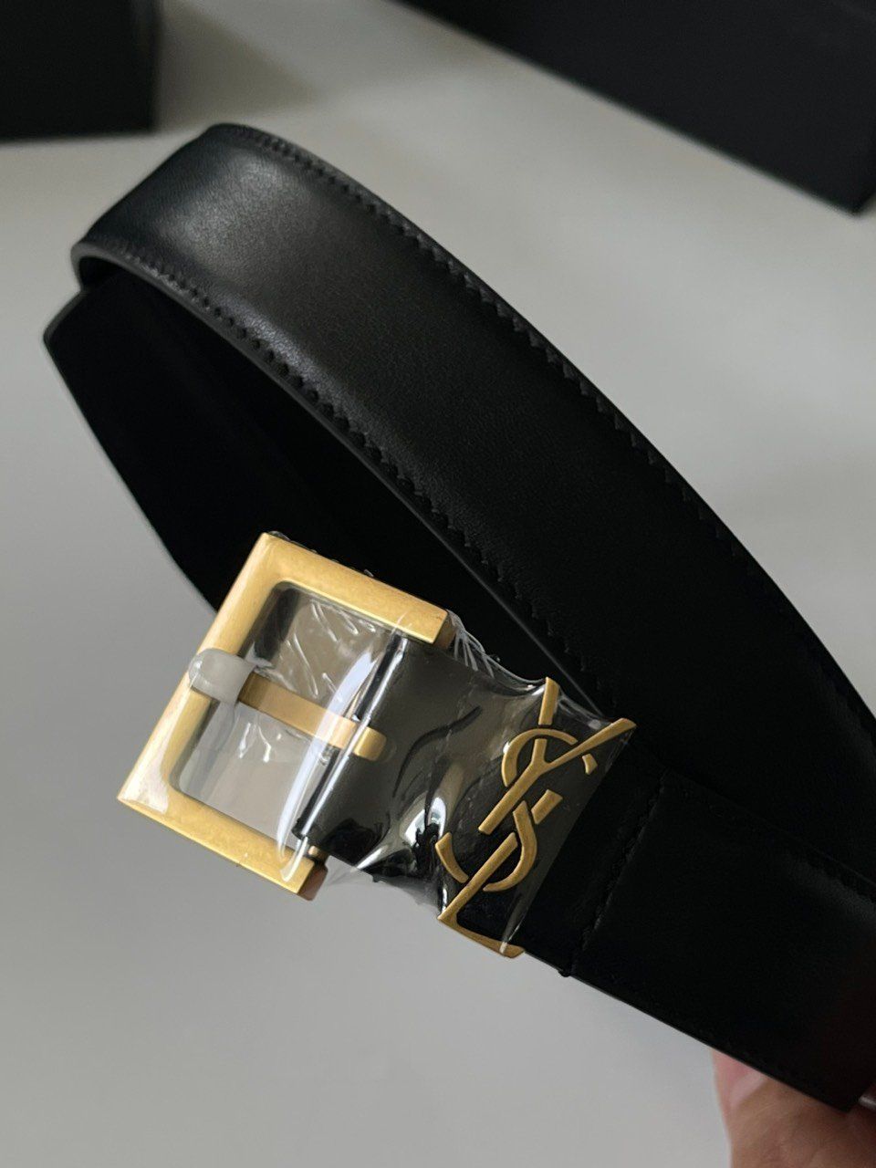  Belt YSL Cassandre Thin In Vegetable - Tanned Leather (Black) [Mirror Quality] 