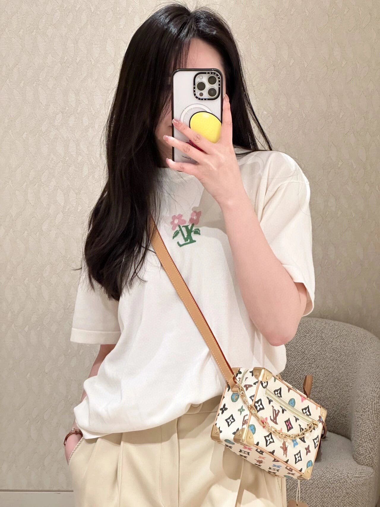  Áo Thun Louis Vuitton LV Short-Sleeved Cotton Knitted Crewneck (Egg Shell) [Mirror Quality] 