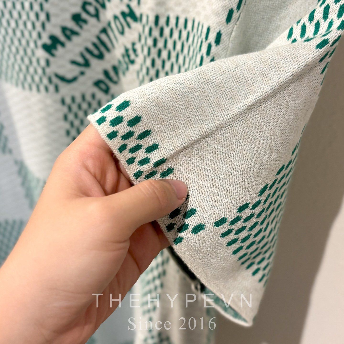  Áo Thun Louis Vuitton Damier Knitted Short-Sleeved Crewneck (Green) [Mirror Quality] 