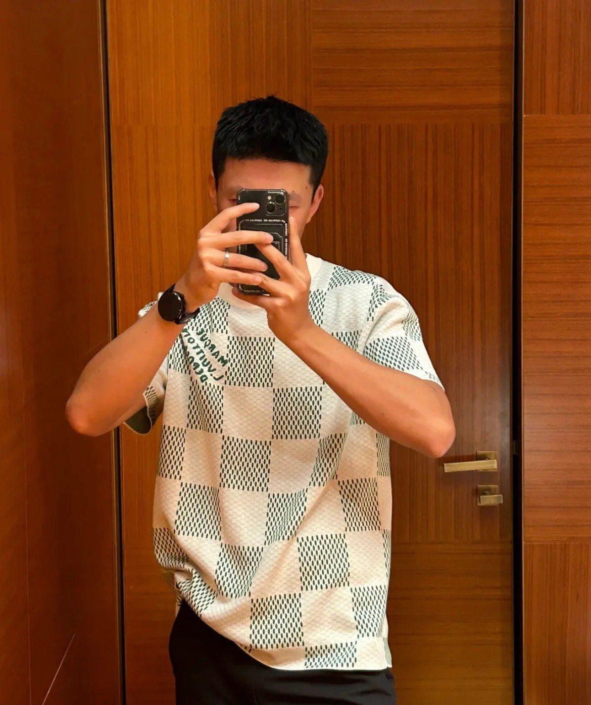  Áo Thun Louis Vuitton Damier Knitted Short-Sleeved Crewneck (Green) [Mirror Quality] 