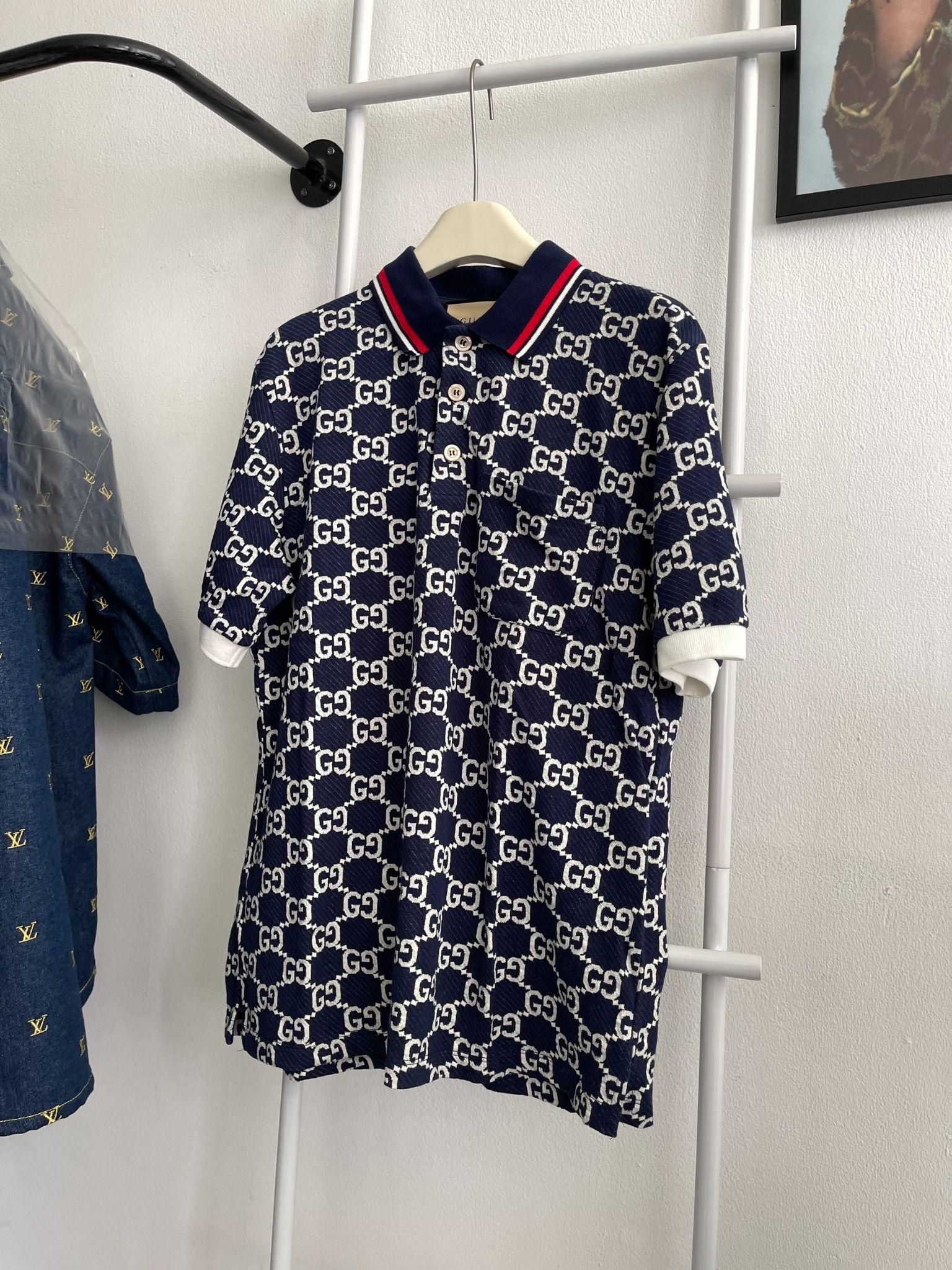  Áo Polo Gucci Jersey Jacquard (Navy) [Mirror Quality] 