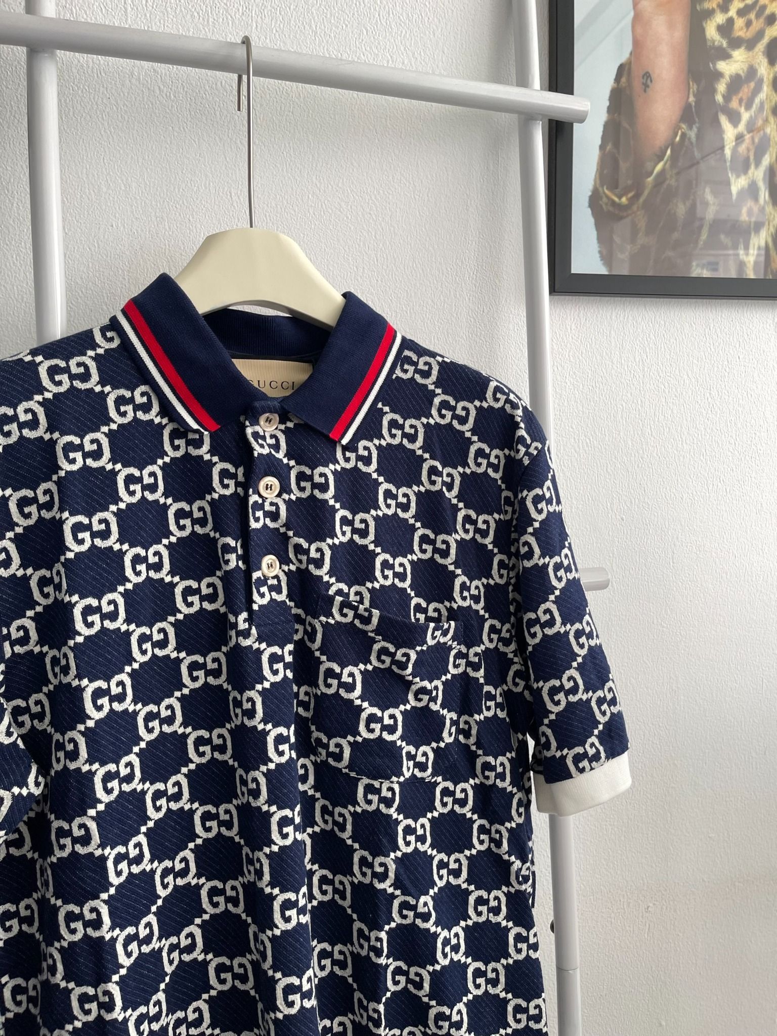  Áo Polo Gucci Jersey Jacquard (Navy) [Mirror Quality] 