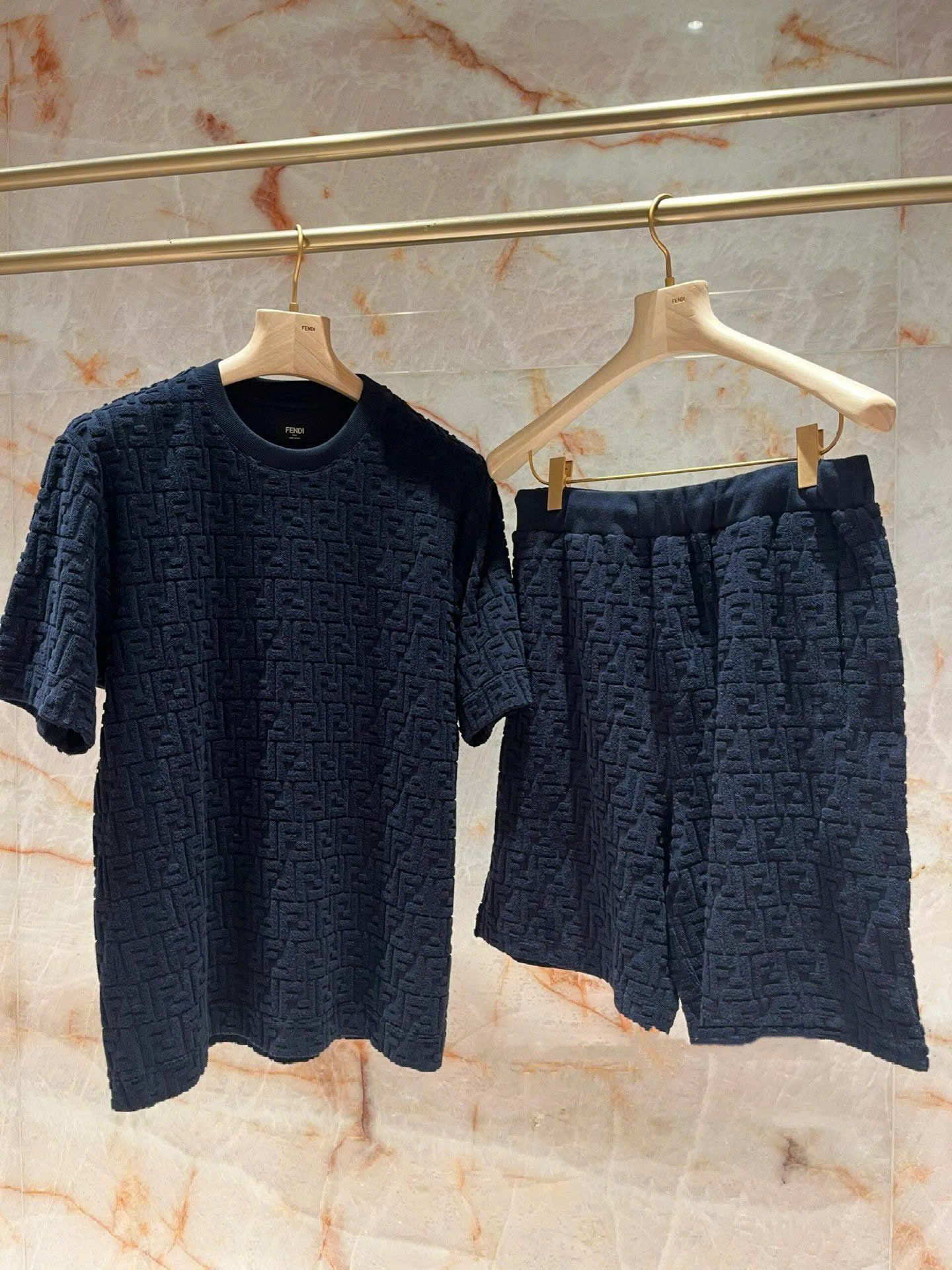  ÁO THUN FENDI PIQUÉ COTTON (NAVY) 