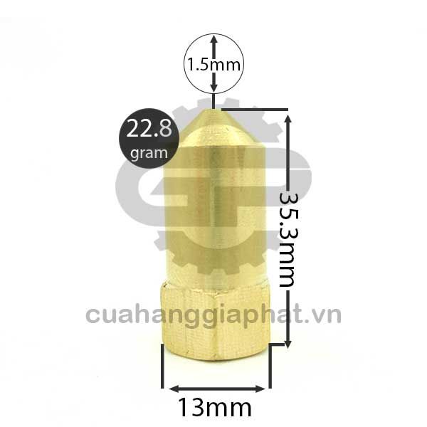 Đầu xịt béc rửa xe nối ren trong 13 ly