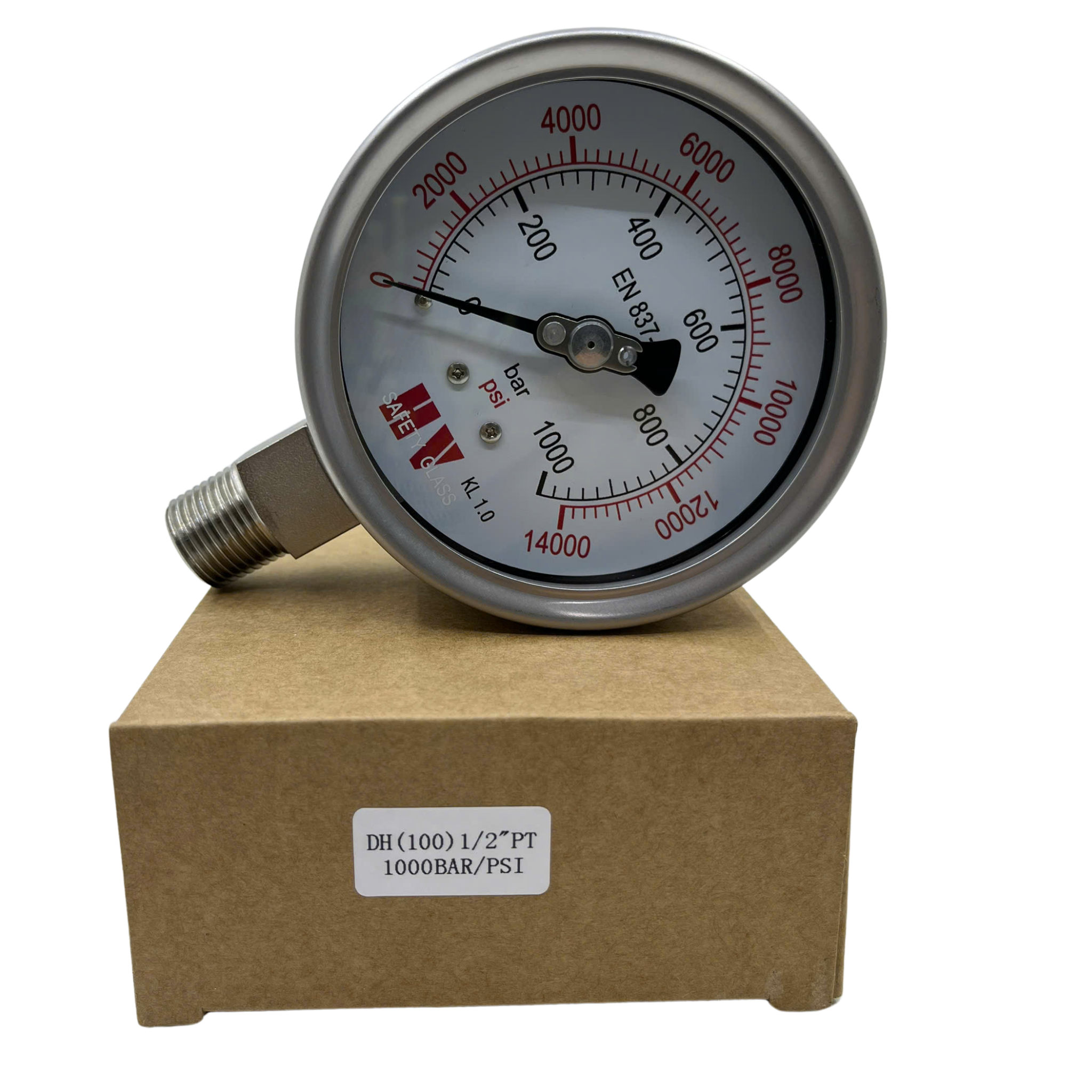 ĐỒNG HỒ ĐO ÁP SUẤT HV MẶT 100 CHÂN INOX (HOÁ CHẤT/XĂNG DẦU)