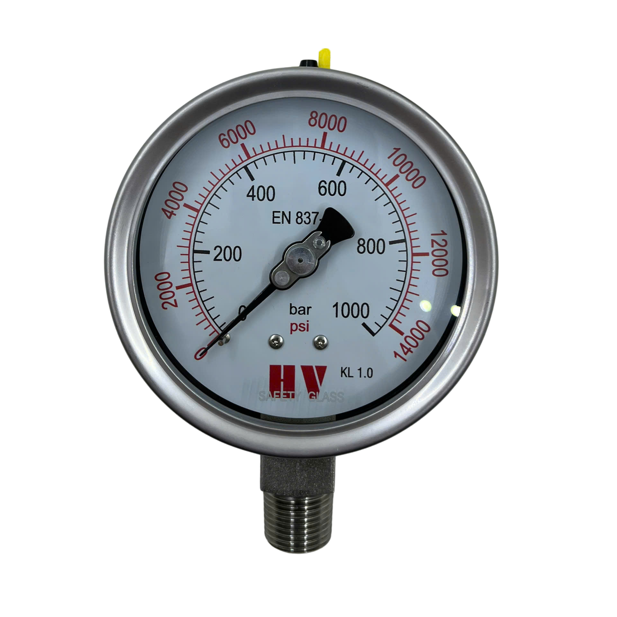 ĐỒNG HỒ ĐO ÁP SUẤT HV MẶT 100 CHÂN INOX (HOÁ CHẤT/XĂNG DẦU)