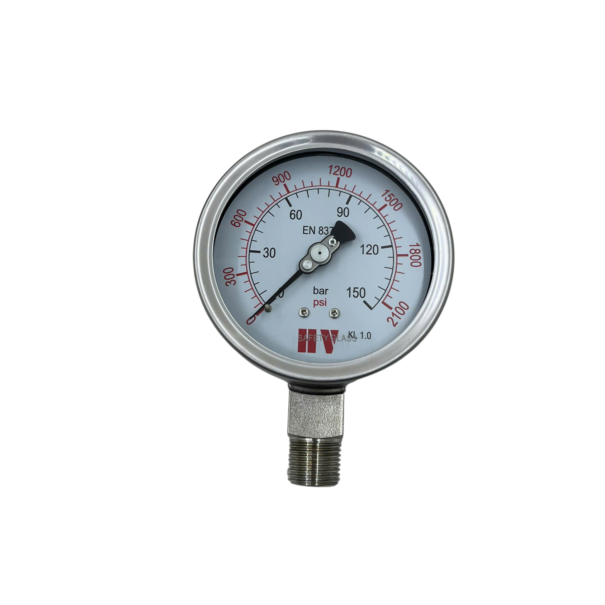 ĐỒNG HỒ ĐO ÁP SUẤT HV MẶT 100 CHÂN INOX (HOÁ CHẤT/XĂNG DẦU)