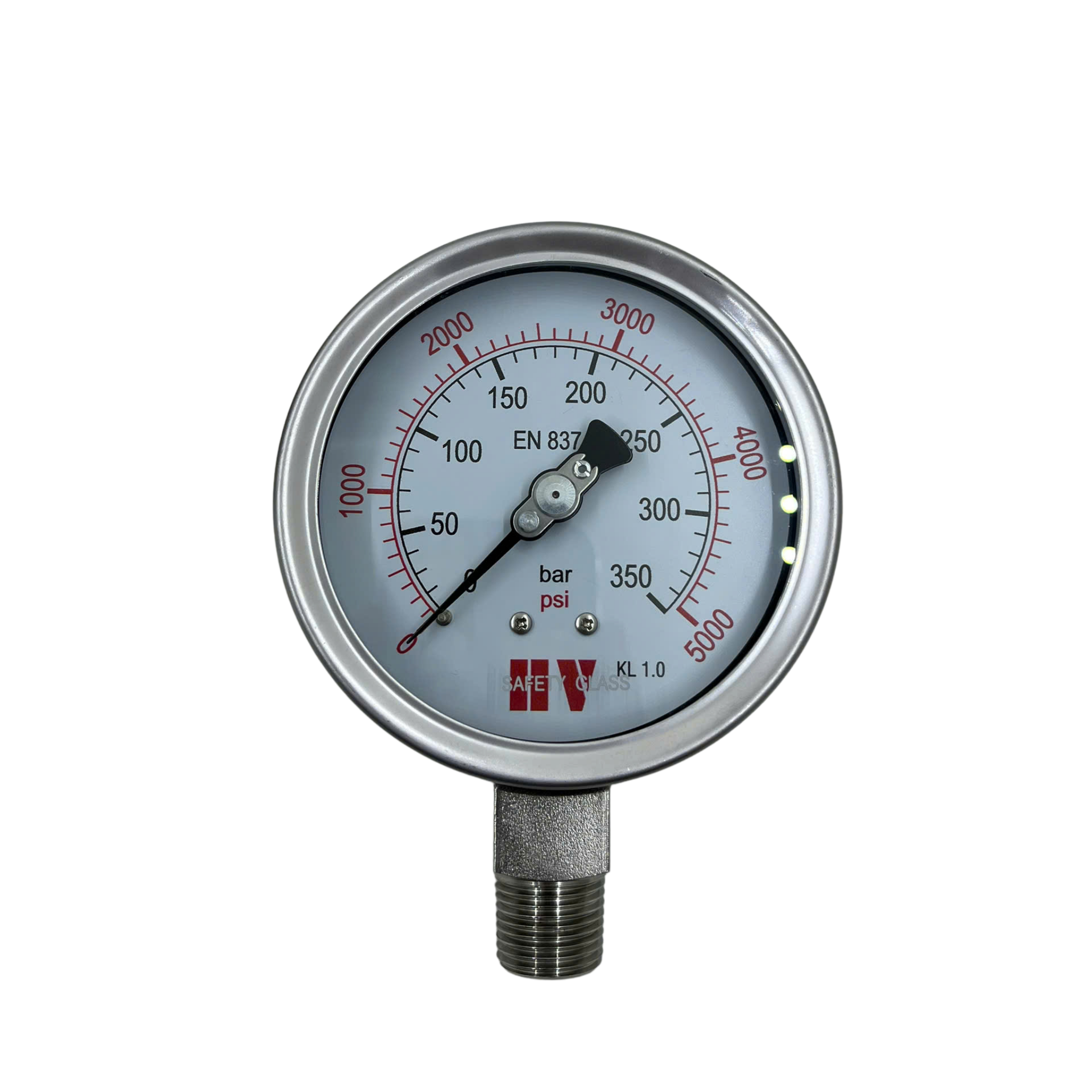 ĐỒNG HỒ ĐO ÁP SUẤT HV MẶT 100 CHÂN INOX (HOÁ CHẤT/XĂNG DẦU)
