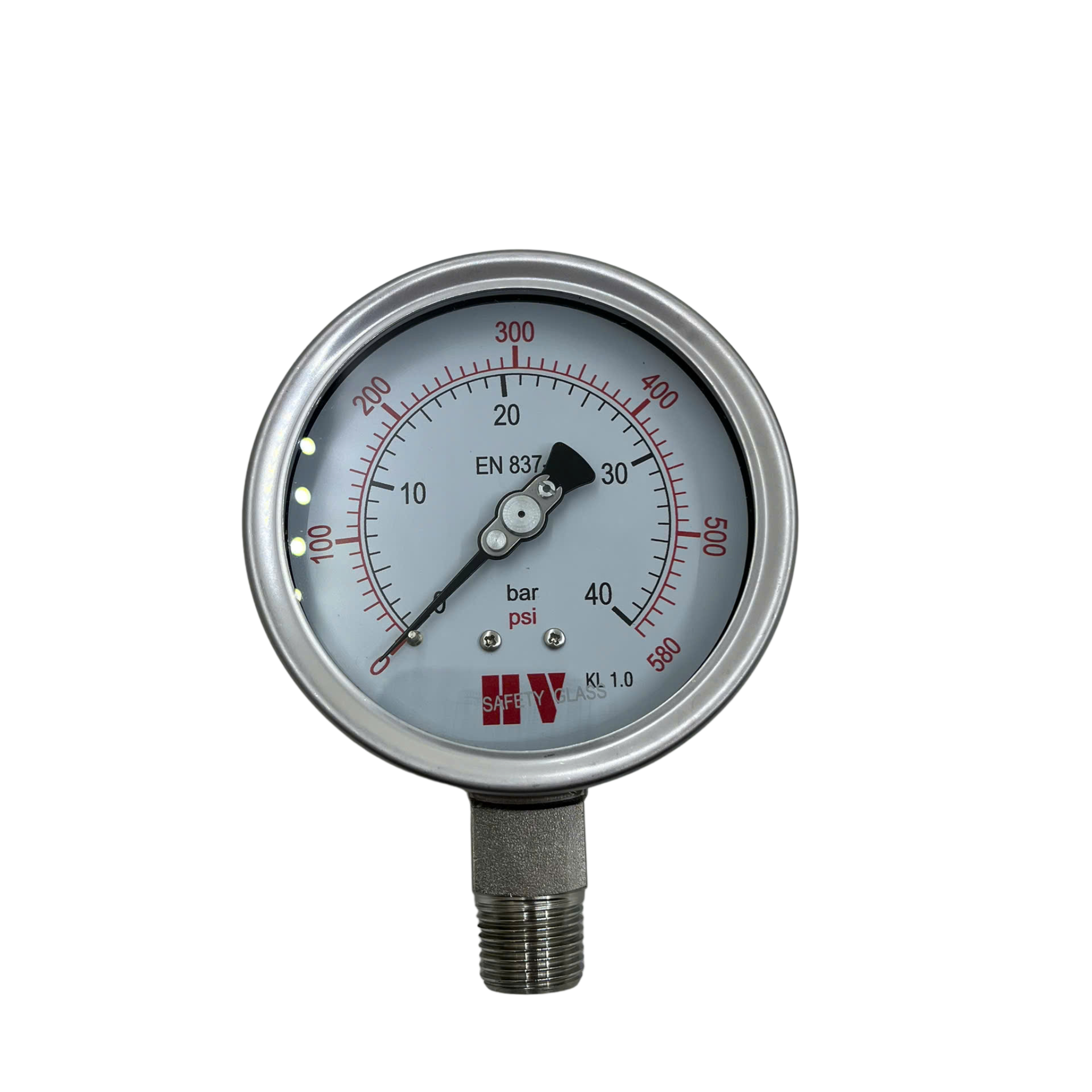 ĐỒNG HỒ ĐO ÁP SUẤT HV MẶT 100 CHÂN INOX (HOÁ CHẤT/XĂNG DẦU)