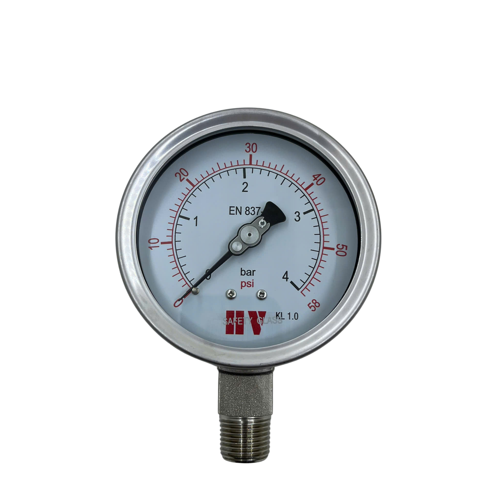 ĐỒNG HỒ ĐO ÁP SUẤT HV MẶT 100 CHÂN INOX (HOÁ CHẤT/XĂNG DẦU)