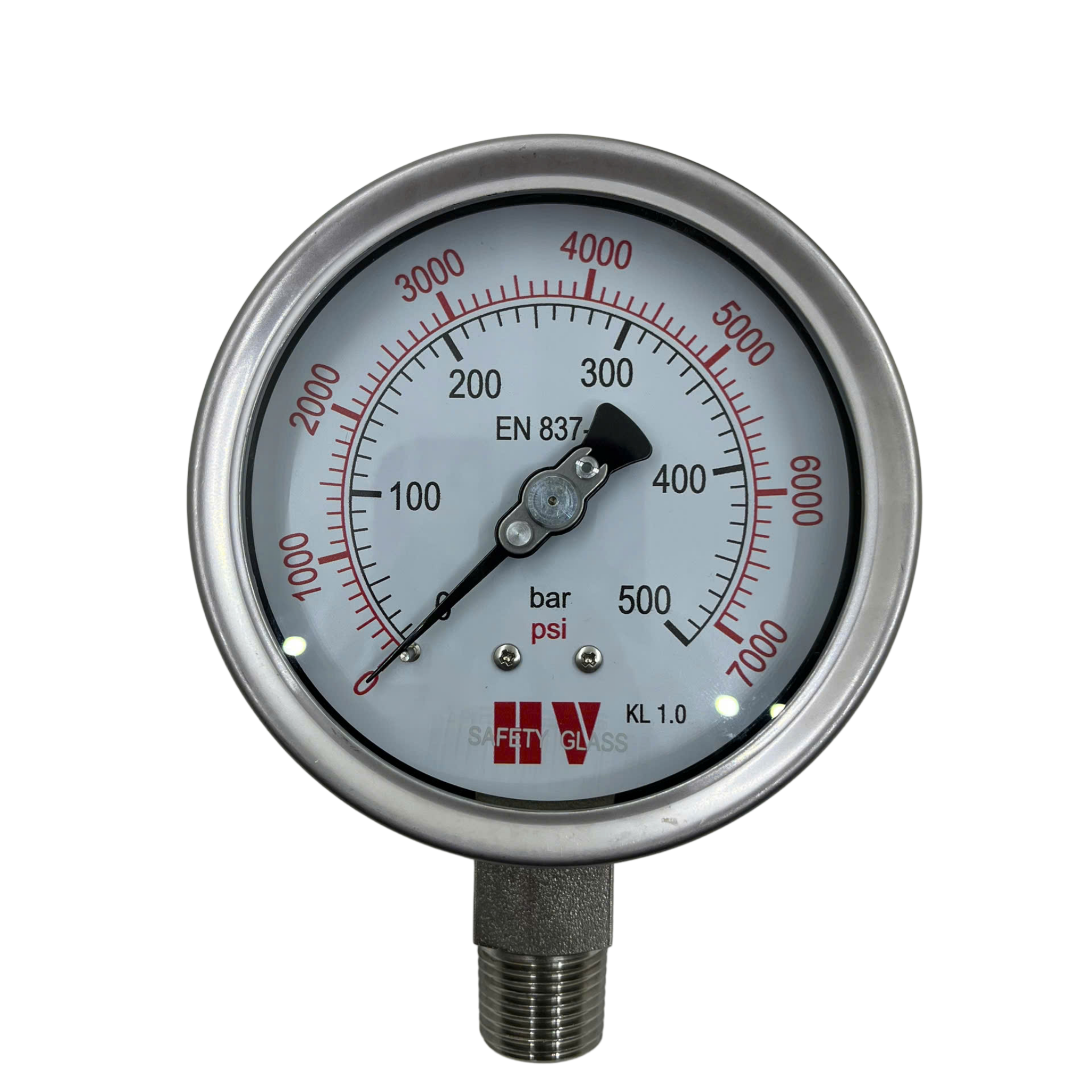 ĐỒNG HỒ ĐO ÁP SUẤT HV MẶT 100 CHÂN INOX (HOÁ CHẤT/XĂNG DẦU)