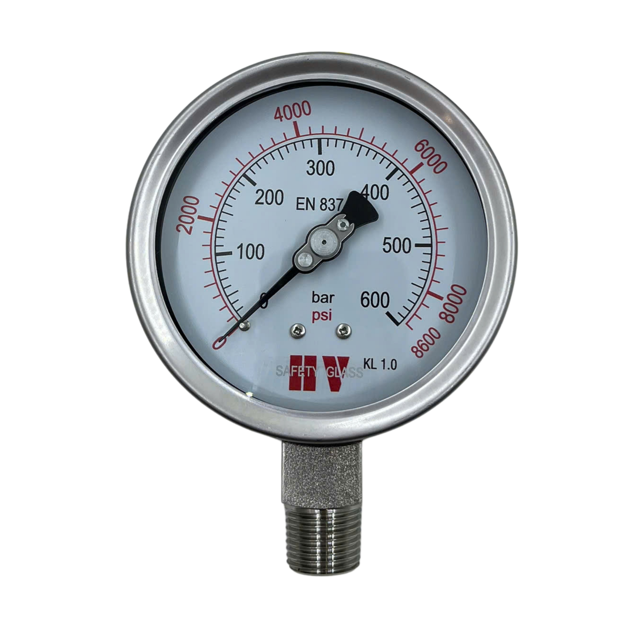 ĐỒNG HỒ ĐO ÁP SUẤT HV MẶT 100 CHÂN INOX (HOÁ CHẤT/XĂNG DẦU)