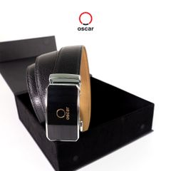 Thắt Lưng Da Mặt Khóa Họa Tiết Sọc Ngang 3D Cao Cấp Thương Hiệu Oscar 040