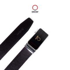 Thắt Lưng Da Mặt Khóa Họa Tiết Sọc Ngang 3D Cao Cấp Thương Hiệu Oscar 040