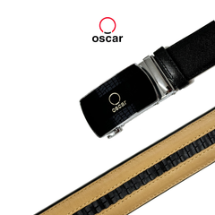 Thắt Lưng Da Mặt Khóa Họa Tiết Sọc Kẻ 3D Cao Cấp Thương Hiệu Oscar 042