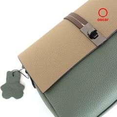 Túi Xách Oscar Nắp Gập Phối Sắc Màu Phom Hình Thang OCWHBL 094