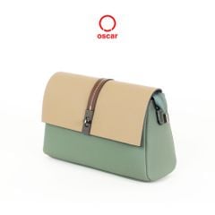 Túi Xách Oscar Nắp Gập Phối Sắc Màu Phom Hình Thang OCWHBL 094