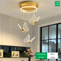 Đèn Thả Thông Tầng Pha Lê Cánh Bướm + Vòng LED - HTK039