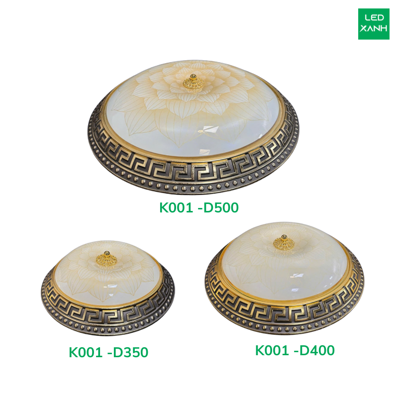 Đèn ốp trần chao thủy tinh K001
