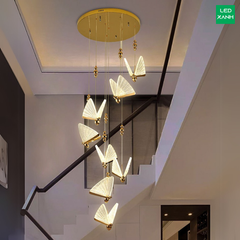 Đèn Chùm Thả Thông Tầng Pha Lê Hình Cánh Bướm - HTK038