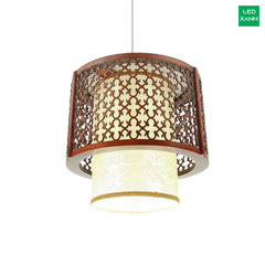 Đèn thả gỗ trụ tròn phong cách tân cổ điển
