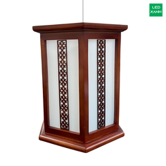 Đèn thả gỗ hình trụ ngũ giác trang trí phòng thời, phòng khách
