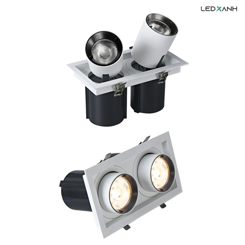 Đèn LED âm trần đôi rọi chỉnh hướng 360 độ SP12