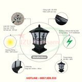  [IZU-TRH30] Đèn trụ hiên năng lượng mặt trời 30x30cm 