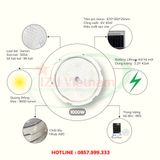  [IZU-OTR1000W] Đèn năng lượng mặt trời - đèn ốp trần trong nhà 