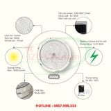  [IZU-OTR500W] Đèn ốp trần năng lượng mặt trời 500W 