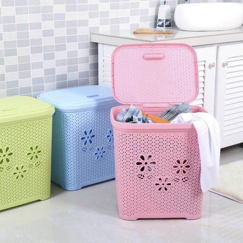  Giỏ nhựa hoa có nắp đựng quần áo đồ chơi sọt nắp Việt Nhật mã 5159 