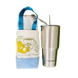  Sét Ly Giữ Nhiệt Inox 304 Sunhouse 900ml Kèm Túi Và Ống Hút 