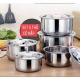  5 Thau inox có nắp đậy thương hiệu Stock Pot 