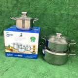  Bộ 3 Nồi Rainy Nắp Kính 3 Đáy 