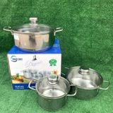  Bộ 3 Nồi Rainy Nắp Kính 3 Đáy 