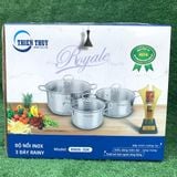  Bộ 3 Nồi Rainy Nắp Kính 3 Đáy 