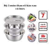  Bộ 3 món thau rỗ bào rau củ inox 